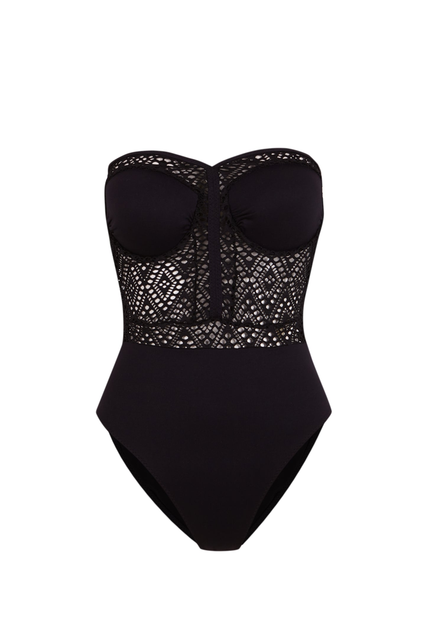 Bañador negro palabra de honor estilo lencero strapless