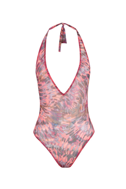 Fiore - Bañador Fucsia 2 en 1 con Body de Red Estampada - Guillermina Baeza
