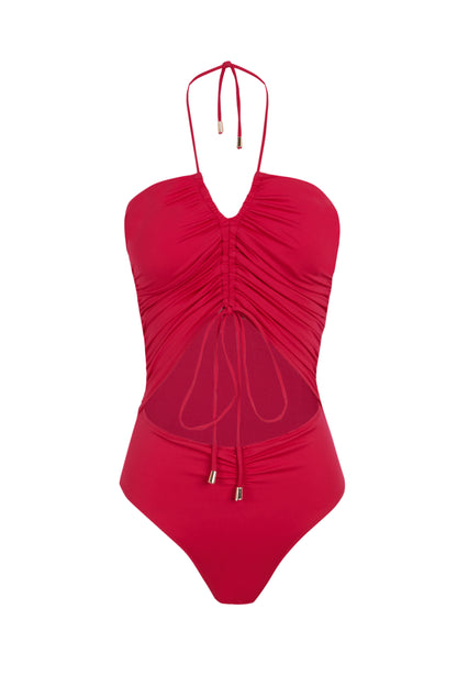 Amore - Bañador Fucsia con Fruncido Regulable y Escote Cut-Out - Guillermina Baeza