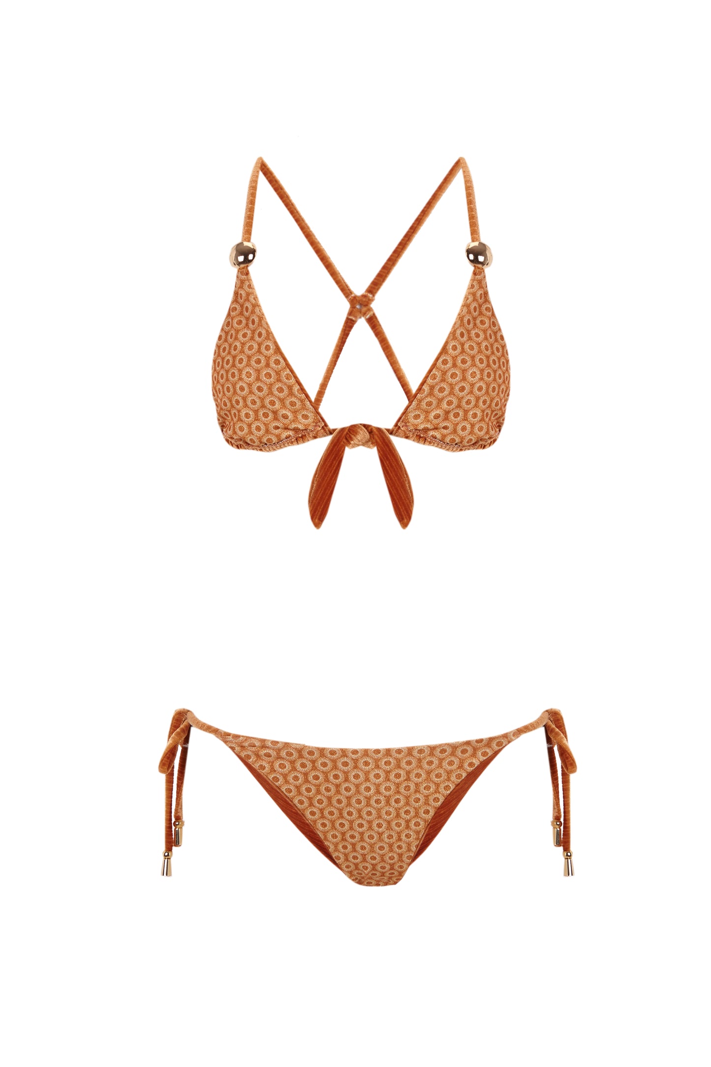 Sole - Bikini Naranja Reversible de Terciopelo y Estampado - Guillermina Baeza