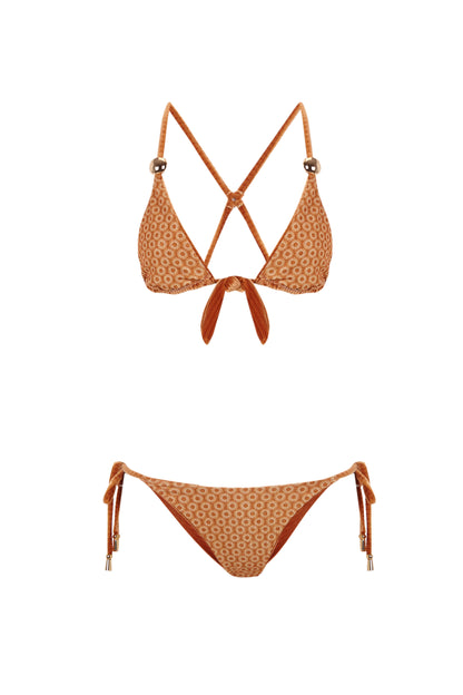 Sole - Bikini Naranja Reversible de Terciopelo y Estampado - Guillermina Baeza