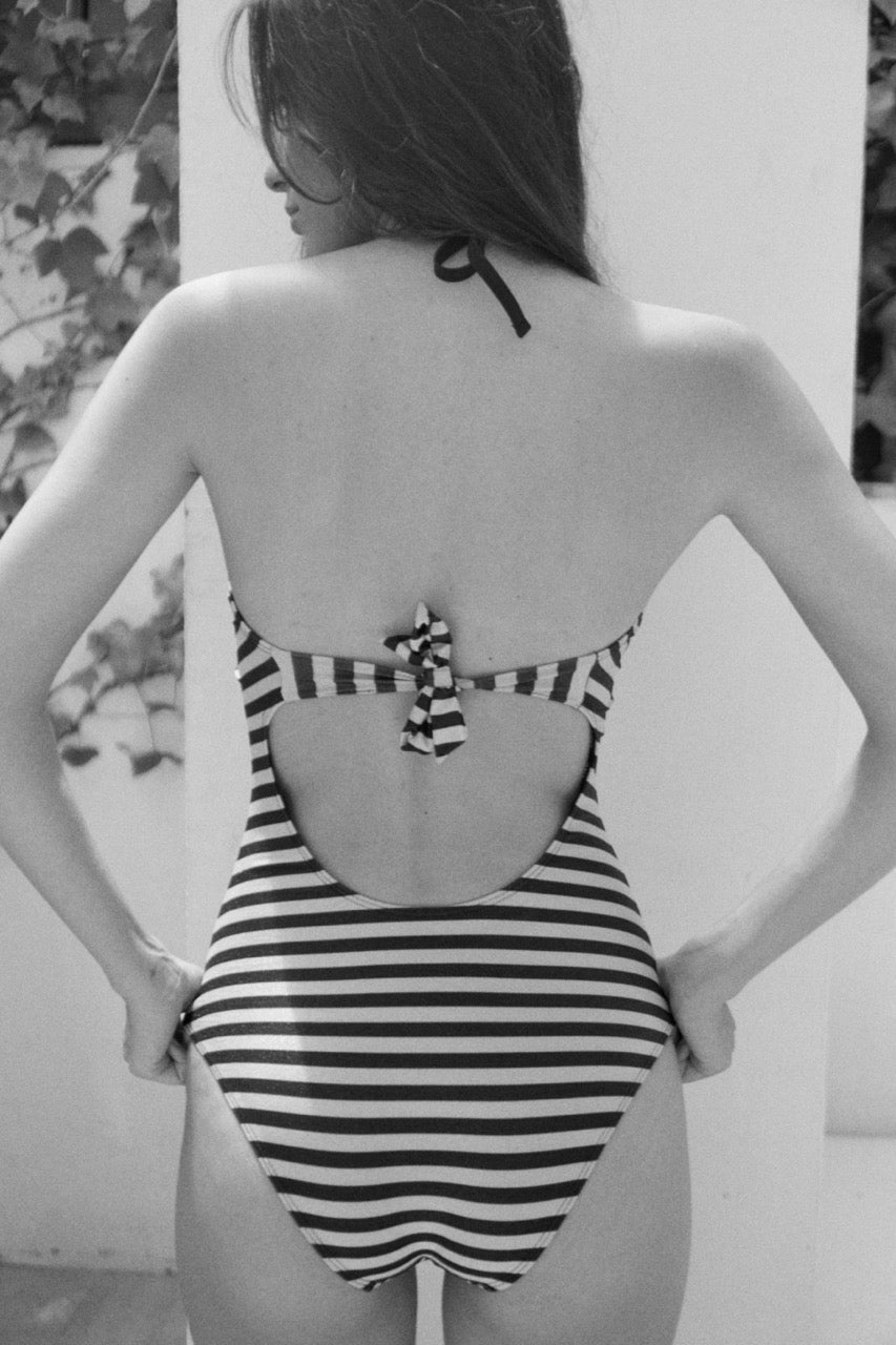 Bañador Halter de Rayas Bicolor