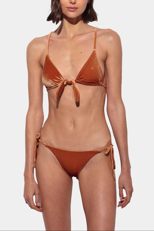 Sole - Bikini Naranja Reversible de Terciopelo y Estampado