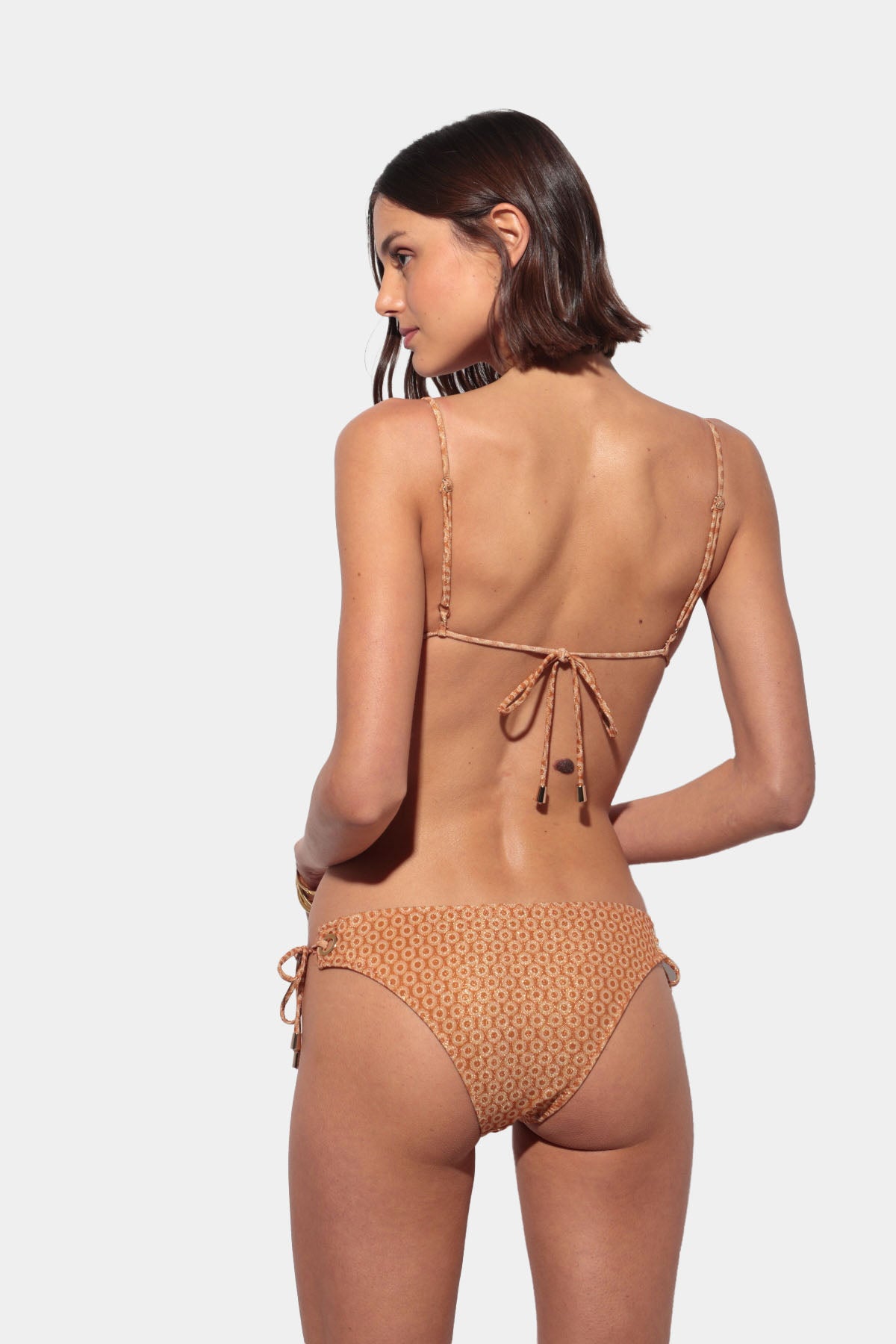 Aurora - Orange Printed Bikini with Round Neckline