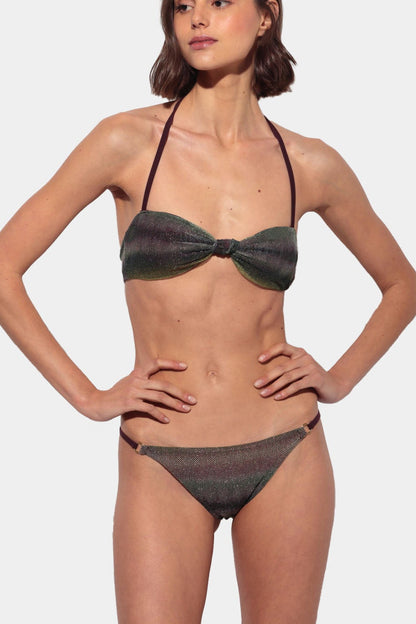 Grazia - Reversible Wine-Colored Bikini with Twist Bandeau and Sparkling Net