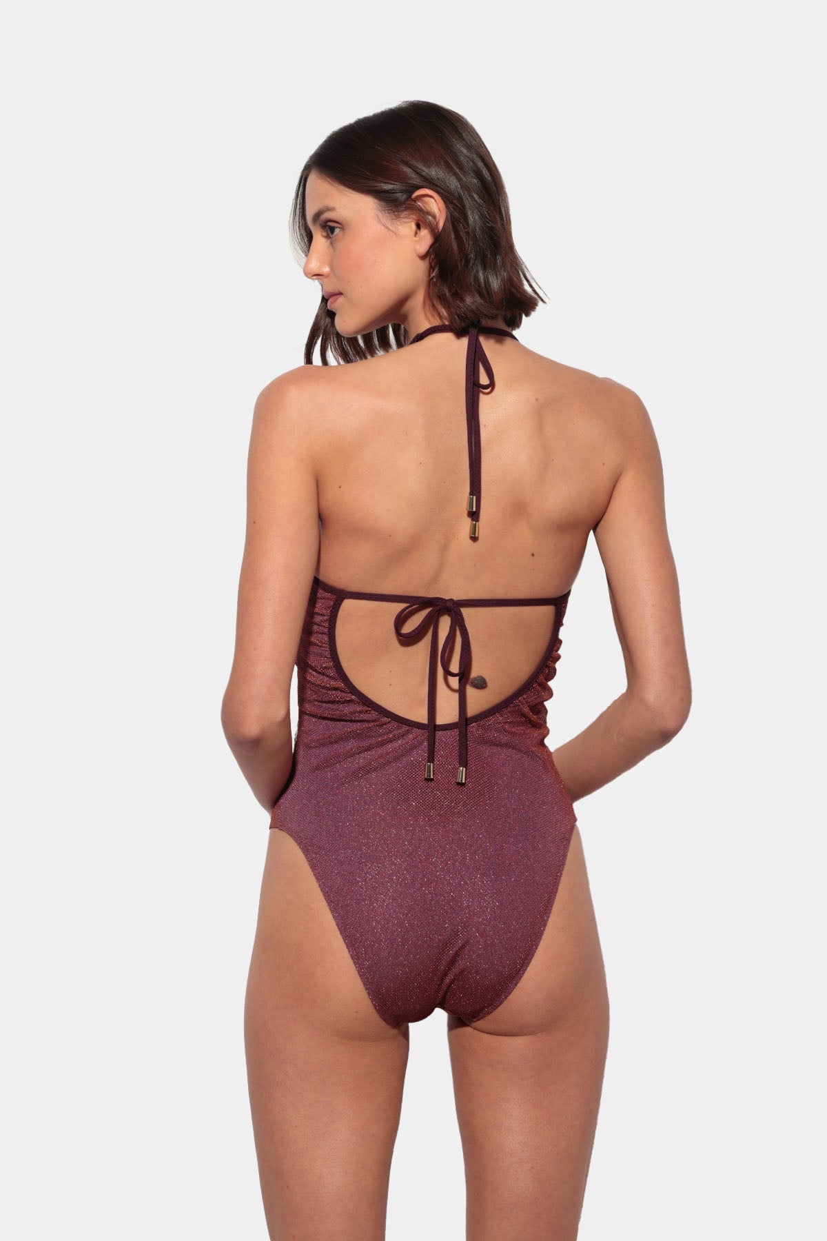 Paradiso - Lilac Swimsuit with Sparkling Orange Net