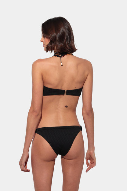 Nero - Black Bandeau Bikini with Gold Studs and Side Buckle