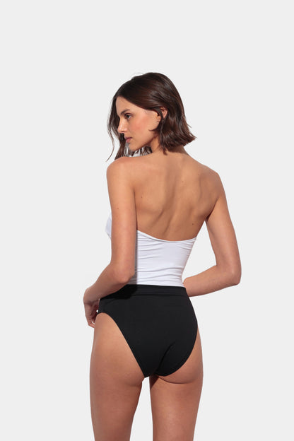 Capri - Twist Strapless Swimsuit in Black and White