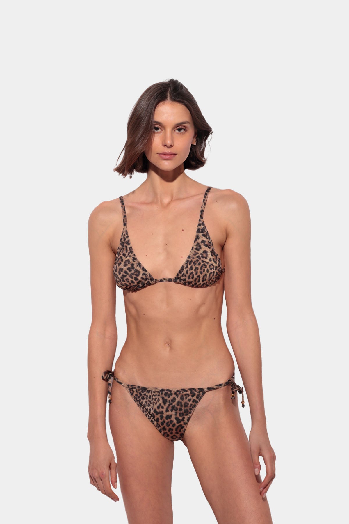 Adjustable triangle bikini in animal print